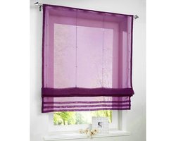 Vouwgordijn Effen Kleur - Decoratief Gordijn - Raam Decoratie - Lichtdoorlatend Stof - 120x155 cm - Paars