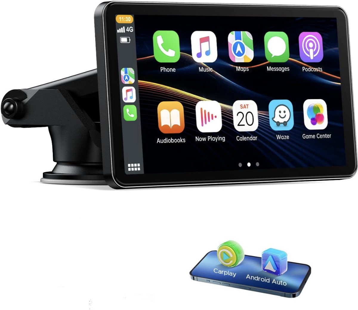 CarPlay autodisplay 7 inch draadloos Android Auto touchscreen navigatie Bluetooth 5.0 mirror link met Siri en spraakbediening