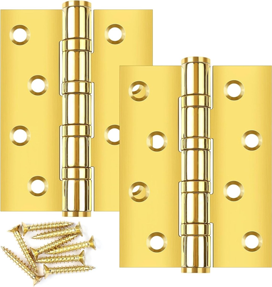 Set van 2 Vouwbare Deurscharnieren, 100 x 75 x 3 mm, RVS, Geschikt voor Zware Deuren, Met 8 Bevestigingsgaten en Schroeven, Duurzaam en Betrouwbaar