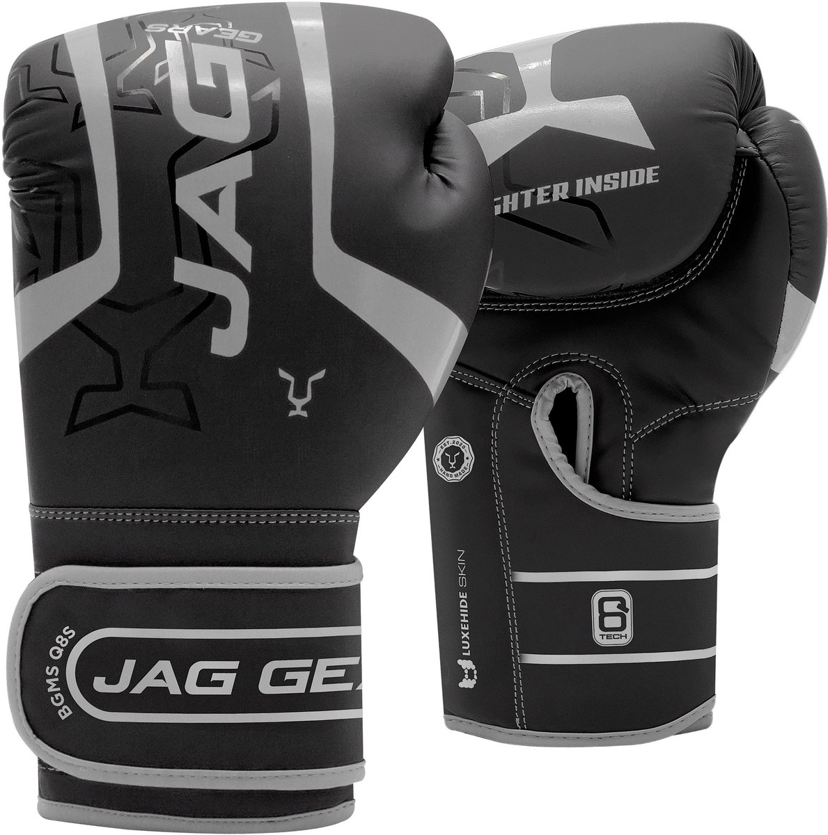 Jag Gears ALFA Bokshandschoenen - Boxing Gloves - Training - Vechtsporthandschoenen - Boksen - Zilver t - Mat - 14 oz