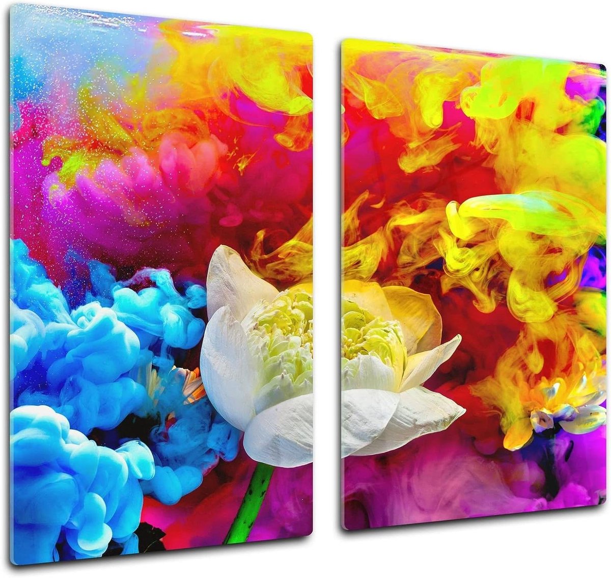 Glazen Keukenbord - Snijplank Glas - Werkblad Beschermen - Gehard Krasvast Glas - 60 x 52 cm - Lotus explosion