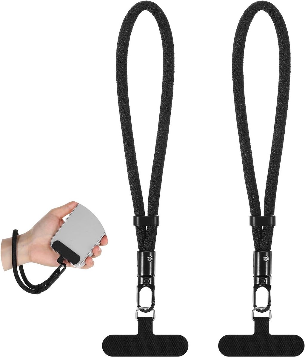 Universele Korte Polsband voor Mobiele Telefoons - Verstelbare Sleutelhanger, Antiverlies en Weefarmband voor Smartphones