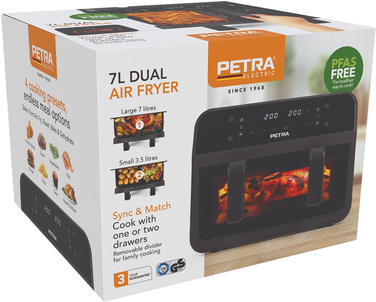Petra 7L Dual Air Fryer - PFAS-vrij, 2300W