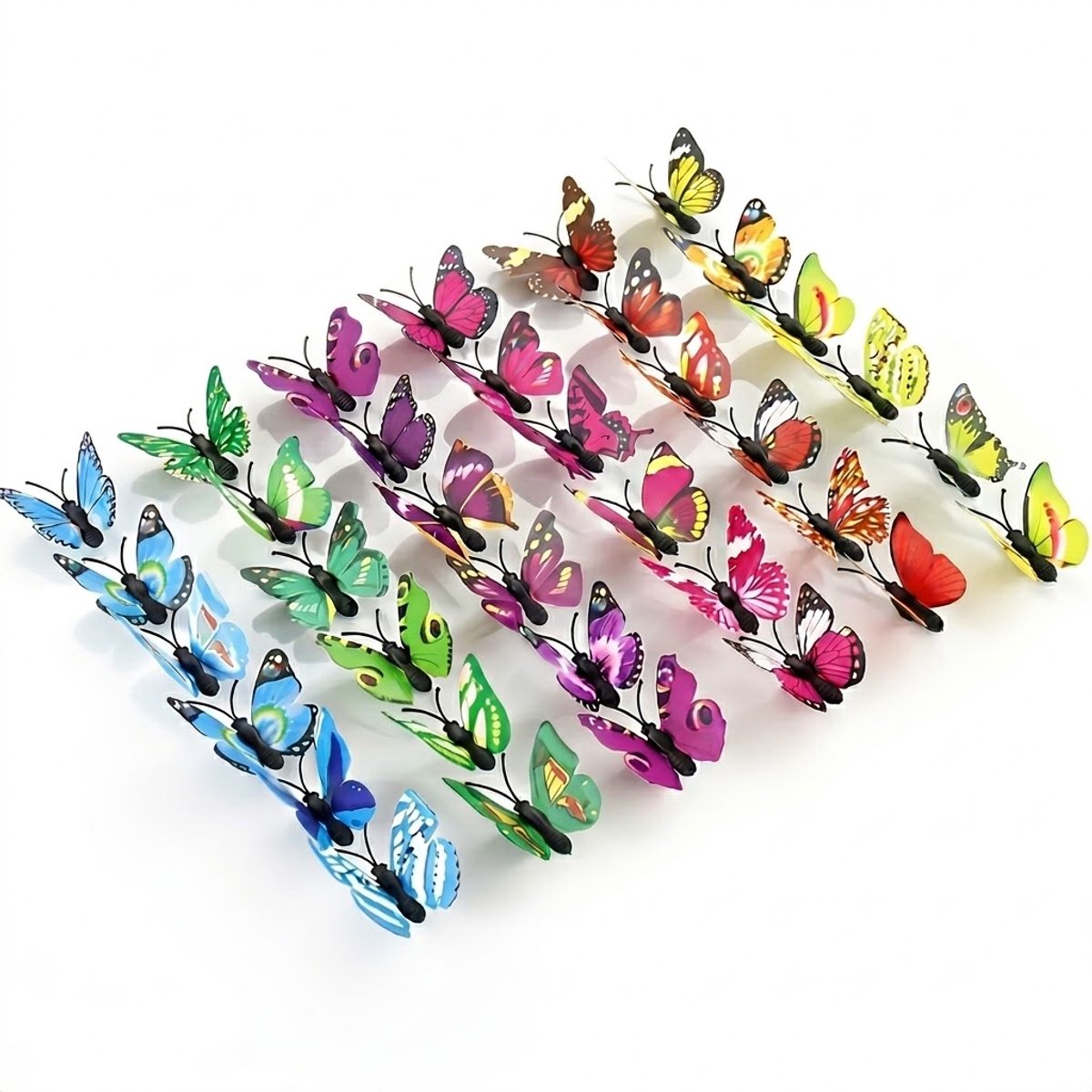 Multicolor vlinder muurstickers set 40 stuks 3D effect wand sticker kleurrijke dieren decoratie voor woonkamer slaapkamer muurstickers kunststof decoratie