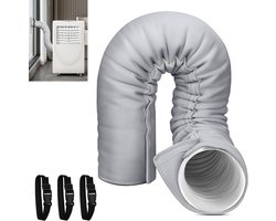 Isolatiehoes voor mobiele airco-slangen – Geïsoleerde slanghoes voor mobiele airconditioners – Geschikt voor afvoerslangen met een diameter van 5" en 5,9" – Eenvoudige installatie met 3 verstelbare gespbanden – Lichtgrijs