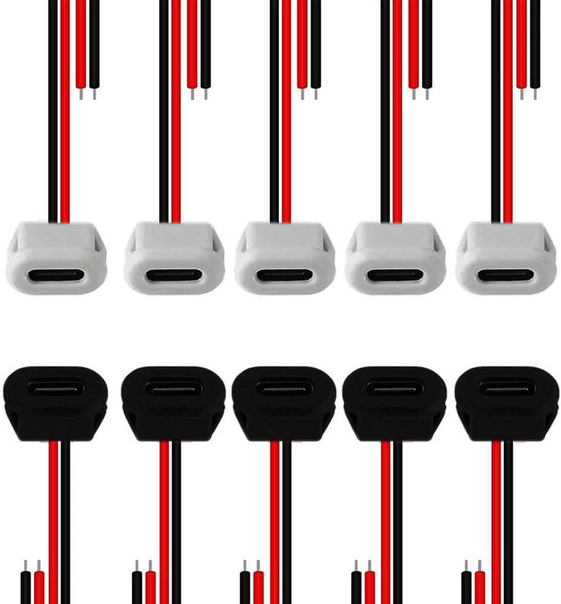 USB-C Connector Set - 10 Stuks, 3A Snellader, 2-Draad Installatie