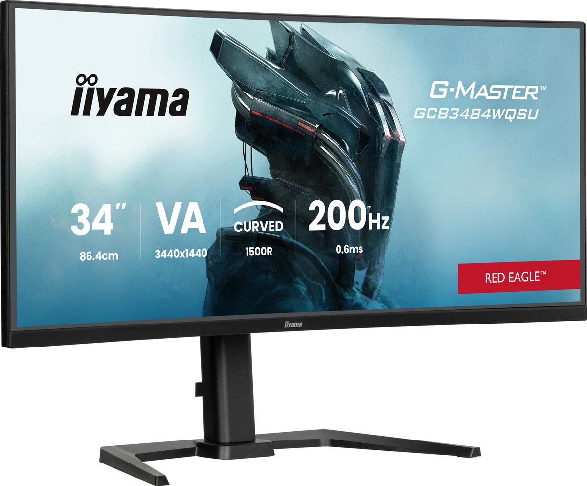 iiyama G-Master GCB3484WQSU-B2 Red Eagle - 34 inch - WQHD - VA - 200Hz - Verstelbaar - Curved - Dual mode (400Hz)