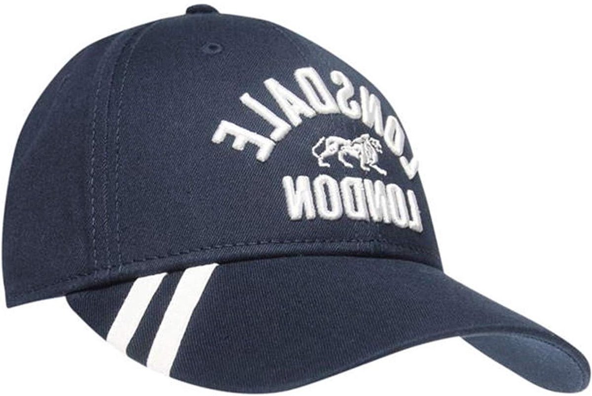 Baseball Cap - Pet - Casual Buiten - Twee Strepen Design - 19.6 x 16.2 cm - Marineblauw Wit