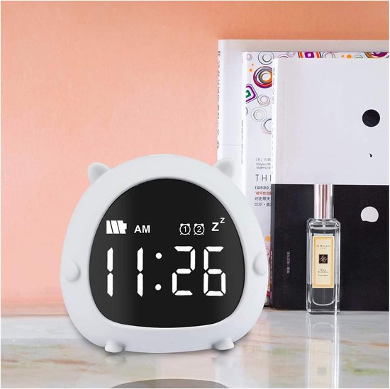 Digitale Kinderwekker - Wakker Klok - Tijd Beheren - Spraakgestuurd Nachtlampje - 8.1cm x 7.7cm - Wit — afbeelding 4