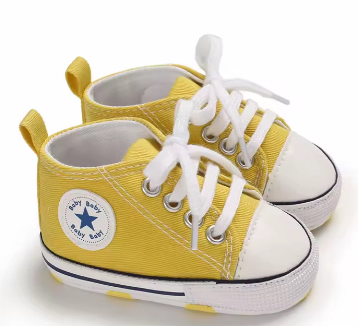 Stoere Baby Schoenen - Babysneakers van Baby-Slofje - Geel maat 17 ( 11 cm)