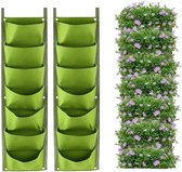 2 stuks - Verticale Tuin - Verticale tuin plantenzakken - 7 vakken - 100 x 30 cm - hangende tuin - moestuin - Hangende plantenbakken - Hangende plantenzak - kweekzakken voor binnen en buitentuinen - verticale plantenbakken voor bloemen - Groen
