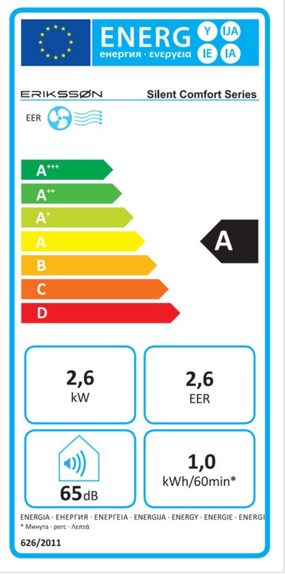 Erikssøn Mobiele Airco - 10.000 BTU - Incl. Raamafdichtingskit - Tot 30m² - 4-in-1 - Airconditioning - Ventilator - Ontvochtiger - Wit