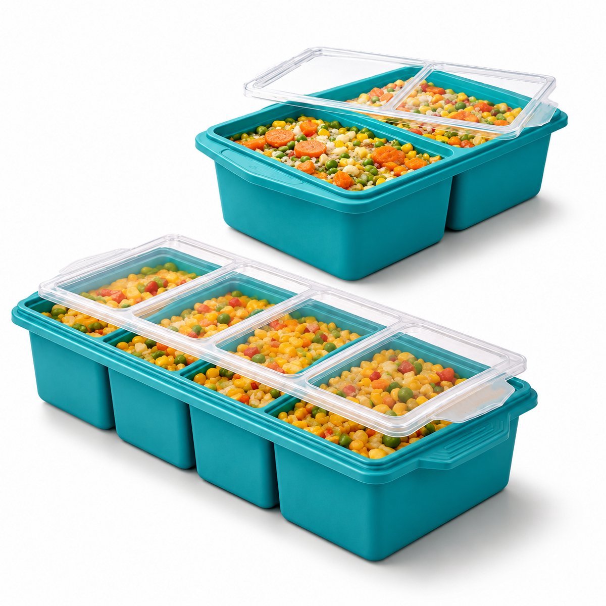 Bangosa Siliconen diepvriesbakjes met deksel – Meal prep bakje – Vershoudbakje – 100% siliconen vriezer tray voor soep – BPA vrij – Geschikt voor Vriezer, Magnetron, Oven & Vaatwasser – 4 x 250ml en 2 x 500ml