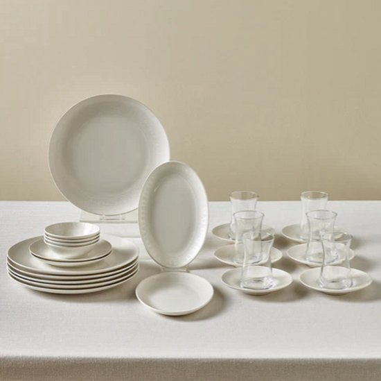 Service de petit-déjeuner Karaca Artiste 20 pièces – Blanc – Service de table pour 6 personnes – Design moderne et élégant