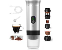 Premium Draagbare Koffiemachine met Verwarming – Oplaadbare Espresso Maker USB-C – Geschikt voor Capsules & Gemalen Koffie – Compact & Krachtig voor Reizen, Auto & Outdoor