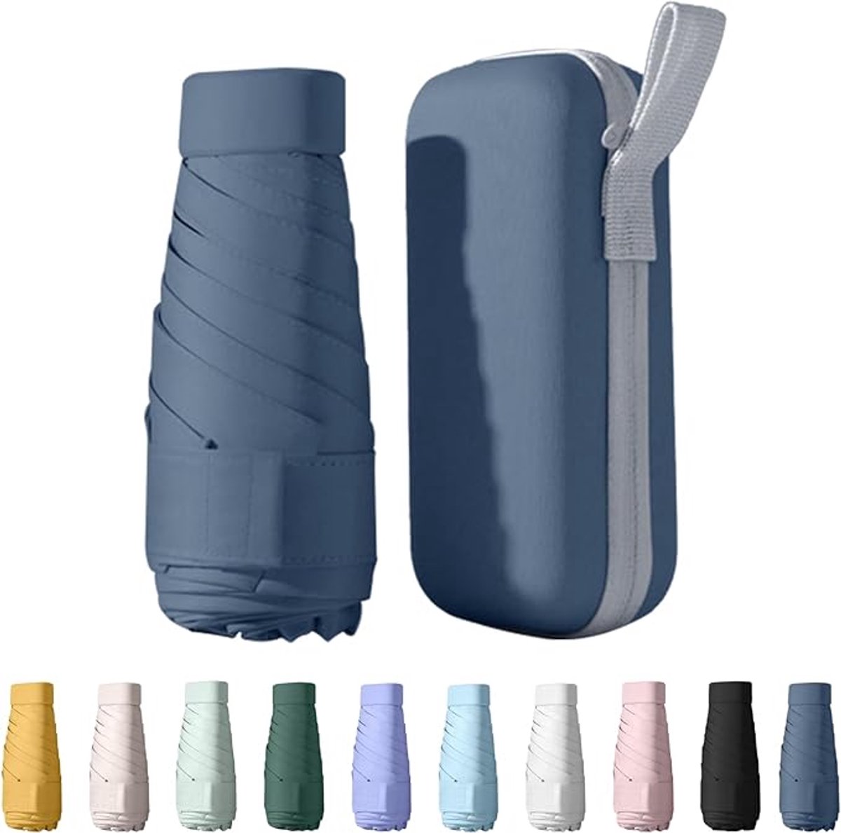 Zakparaplu - 6 Ribs - Mini Paraplu - Reisparaplu Klein - Compacte Paraplu - Opvouwbaar - Windbestendig - Lichtgewicht - UV-Bescherming - Neblina Azul - van Imperatoris