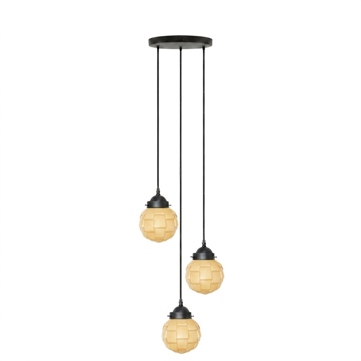 Coloured by Art 3 lichts hanglamp Bretagne Sunny - Art Deco Trade Zachtgeel