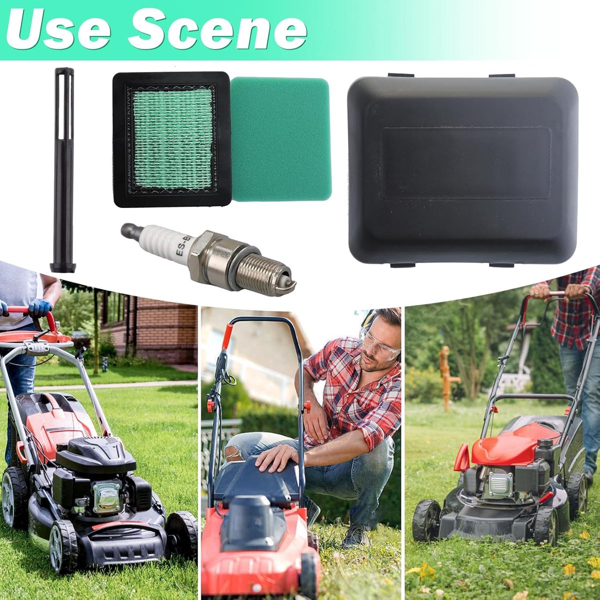Luchtfilterkit voor Honda GV135 GCV160 GCV190 grasmaaier GX100 motor, ADEFOL luchtfilter + voorfilter + afdekking + bougie + brandstoffilter reserveonderdelen filter accessoires 17211-ZL8-023 – foto 2
