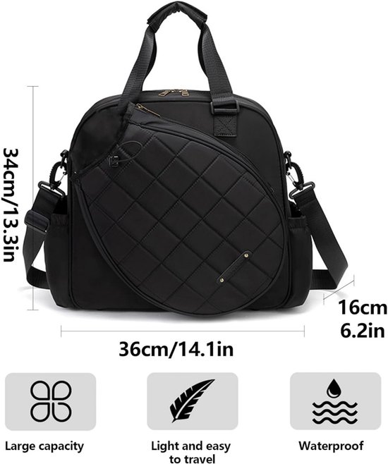 Tennistas – Waterdicht & Multifunctioneel (Volwassen formaat) – Racketas – Waterdichte schoudertas – Verstelbare draagband – Met handvat – Unisex – Geschikt voor badmintonrackets – Ideaal voor outdoor fitness & reizen – 36 x 34 x 16 cm — afbeelding 5