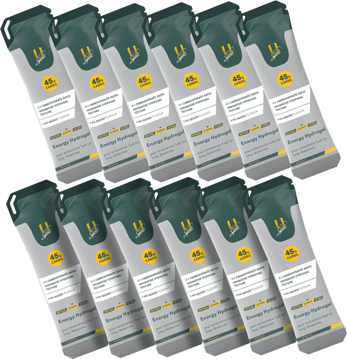 U-Sport Energy Hydrogel - 45g Koolhydraten - Smaakloos - 72g - Maagvriendelijke Energiegel - 2:1 Ratio - Vegan