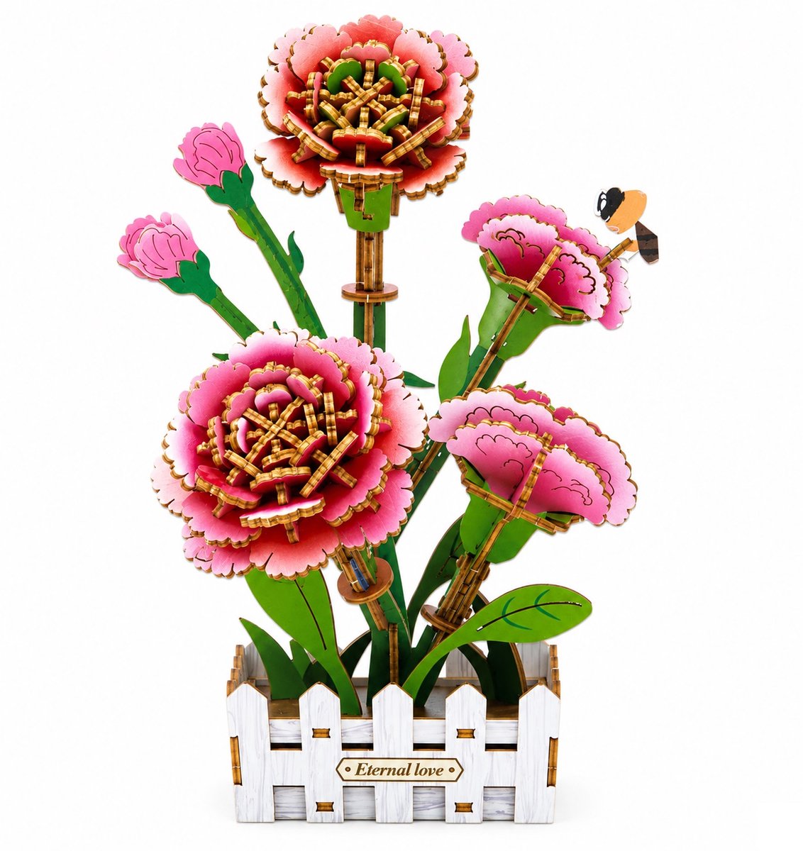 Beehub, 3D Flower, Roze Anjers, BE011906, 13,5x12x19,5 cm