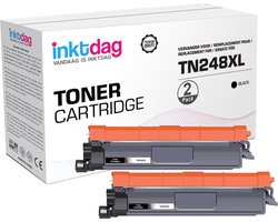 Inktdag toner cartridge Geschikt Voor Brother TN-248XLBK /Zwart (2 stuks) - Multipack Geschikt voor Brother L3515CDW - L3520CDW - L3527CDW - L8340CDW