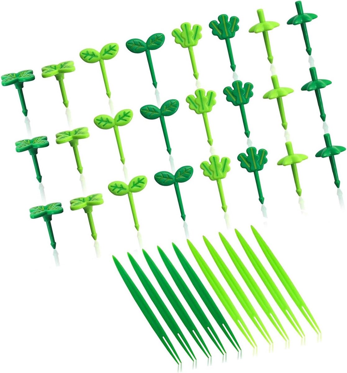 Fruit Prikkers - Mini Vorkjes - Feestelijke Decoratie - Herbruikbaar & Duurzaam - 4 Sets - Groen