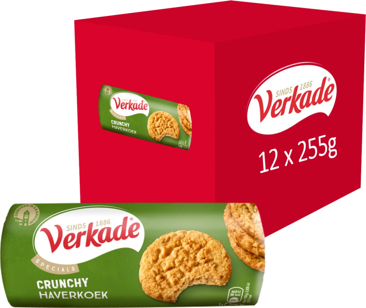Verkade - Koek - Crunchy Haverkoek - 12 x 255 gram