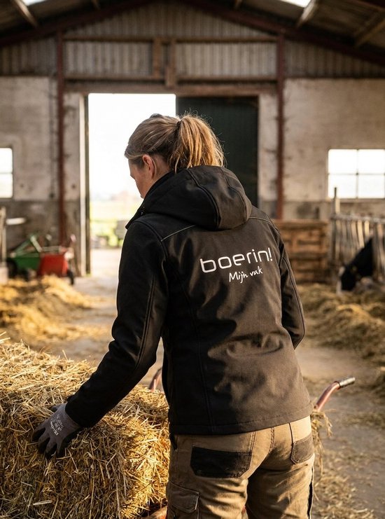 BOERIN! Mijn vak - Softshell Jas - Dames - Winddicht - Waterafstotend - Tussenjas - Outdoor Jas Dames - Zwart - Maat XL