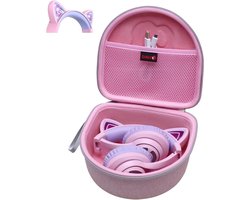 Draagtas voor Draadloze Over-Ear Hoofdtelefoons voor Kinderen - Geschikt voor iClever en Elecder (Roze)