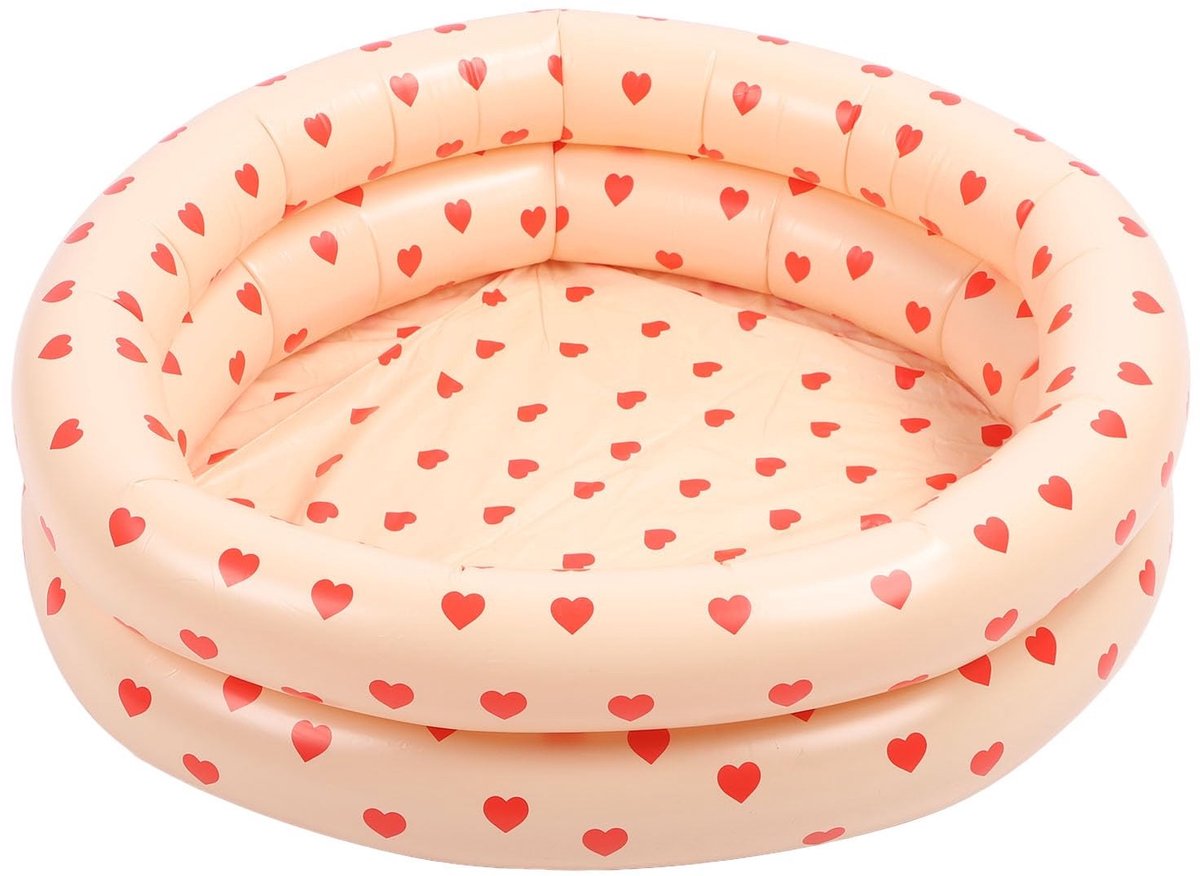 Allecto - Rond Opblaasbaar Zwembad - Vintage Hartpatroon - Dikker Kinderbad - Roze - Baby Zwembad - Geschikt voor Kinderen - Huis Oceaan Ballenbad
