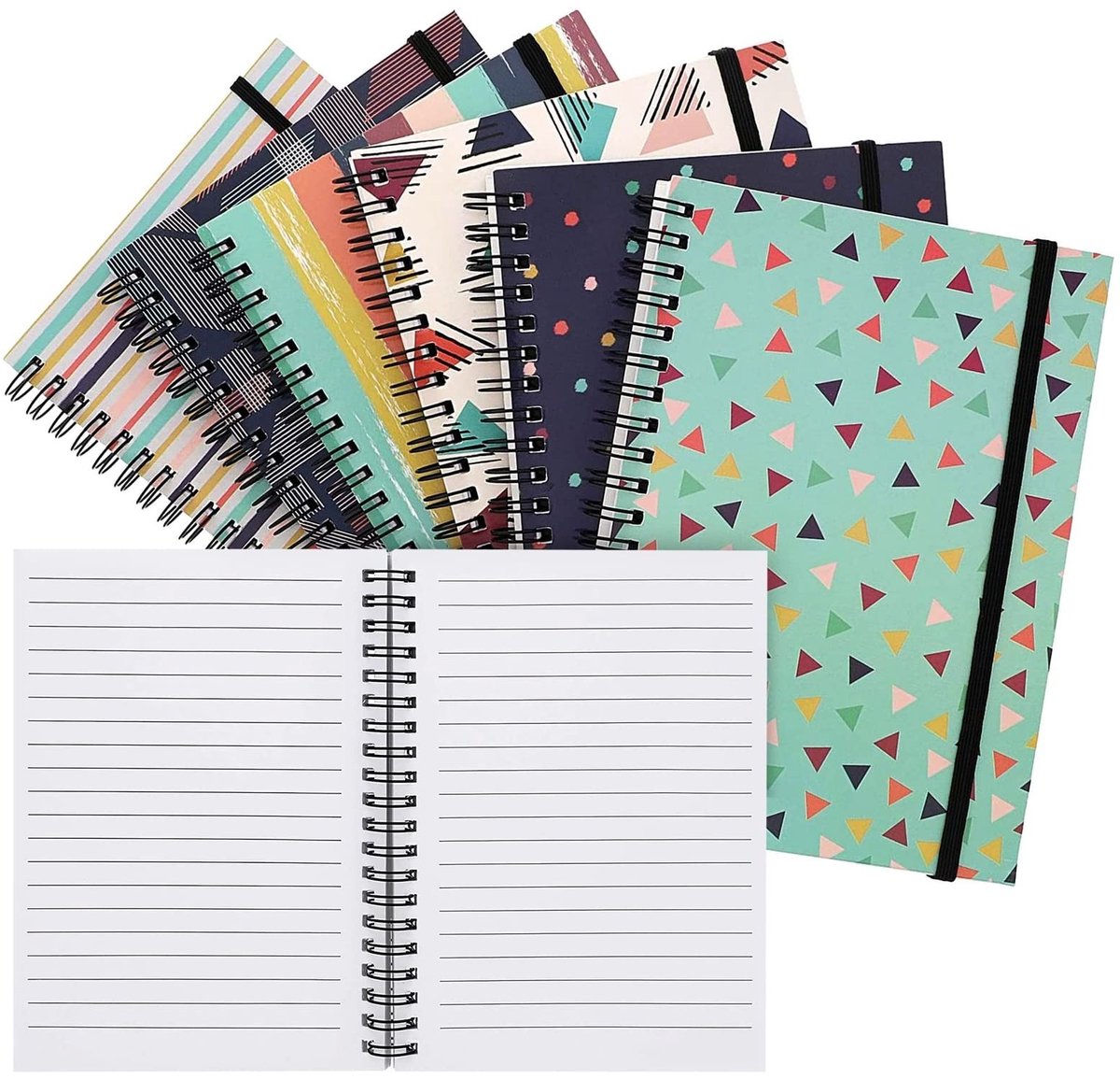 Livia home - Spiral Notebooks - 90s Design - Compact en Handig - 6 Pack - Perfect voor Notities en Dagboeken - Geschikt voor Studenten en Creatieve Ge