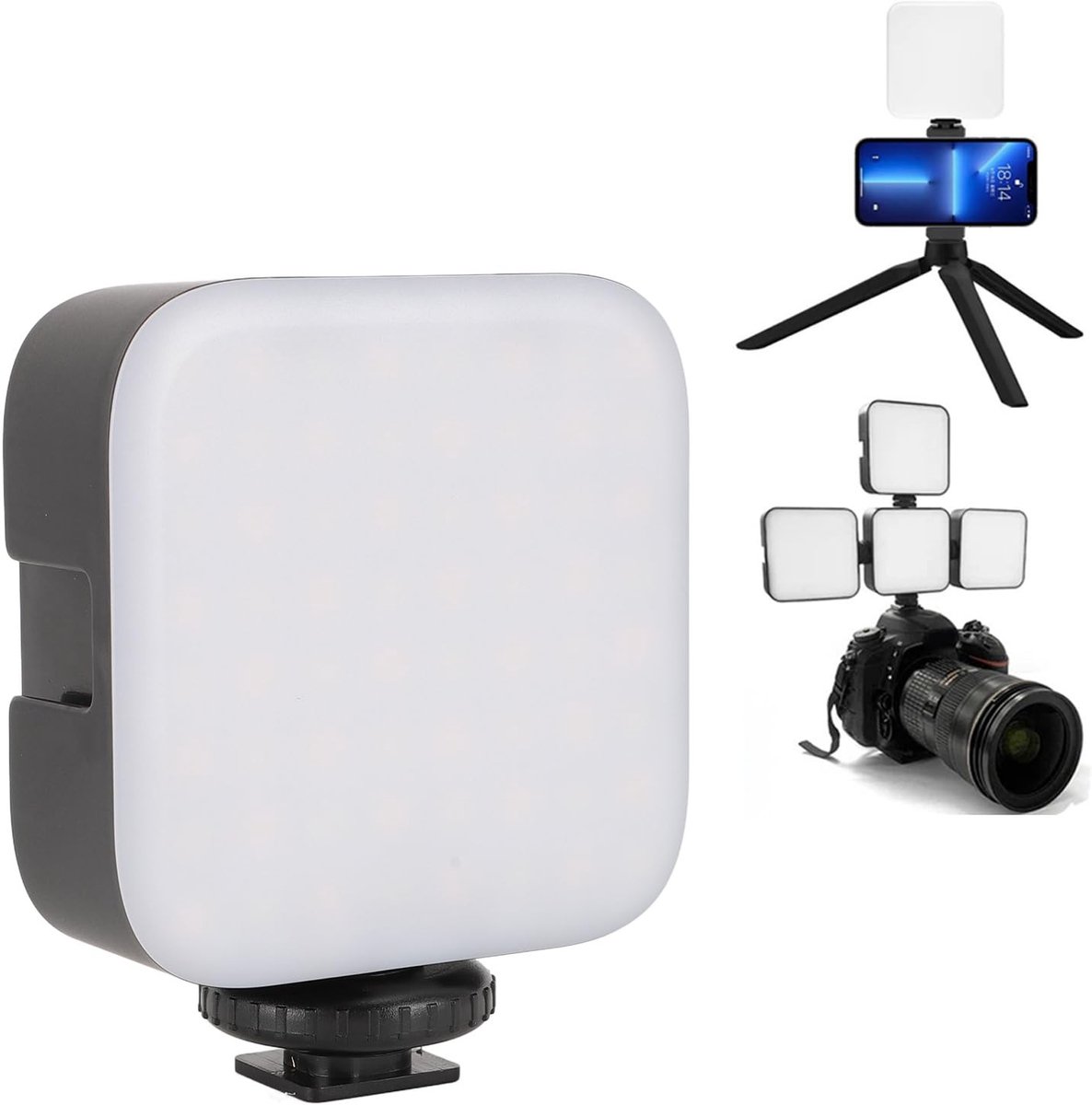 Jhubersproducts - Camera-invullicht - Draagbaar LED-fotografielicht - 64 Lichtkralen - 3 Lichtmodi - Voor Live Streaming en Vloggen