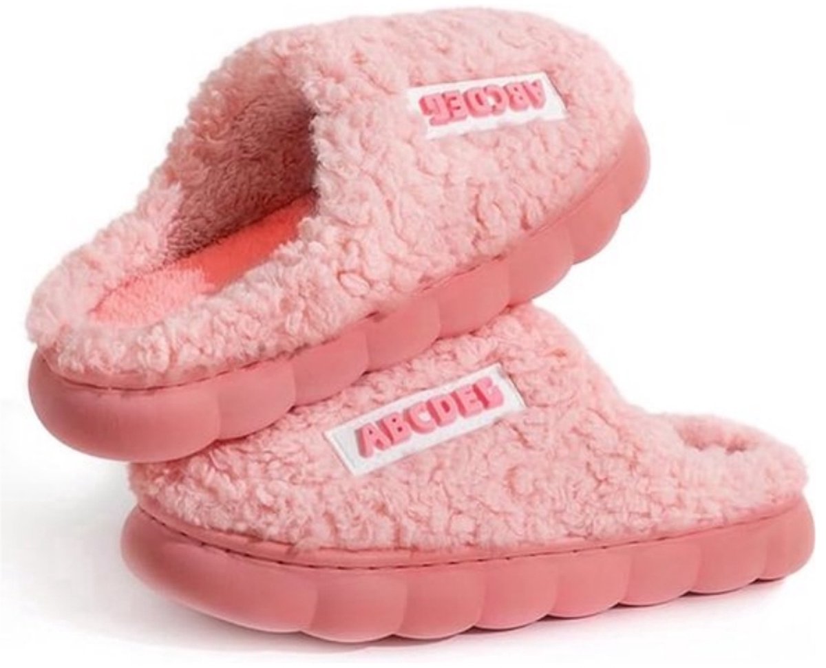 Pantoffels Dames-Pantoffels Heren-Pluche traagschuim pantoffels-Warm en antislip-roze-40/41