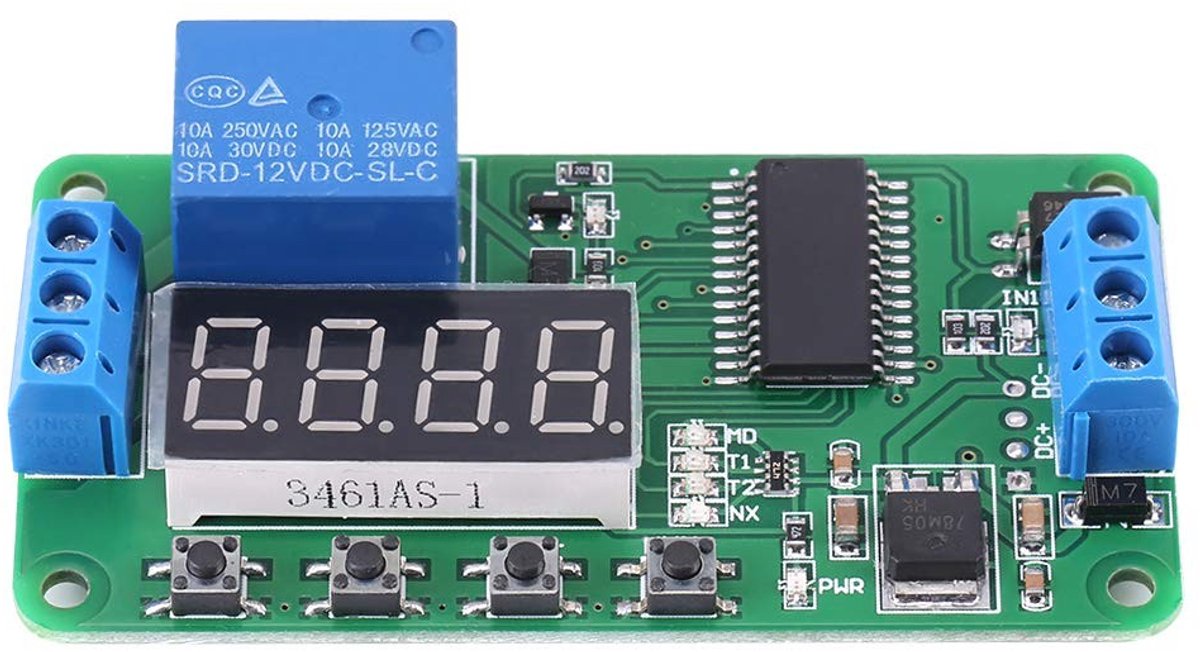 Jhubersproducts - Multifunctioneel Vertragingsrelais - 12V DC Controller - Tijdschakelaar Module - Compact - Smart Home - Voor eenvoudige automatiseri