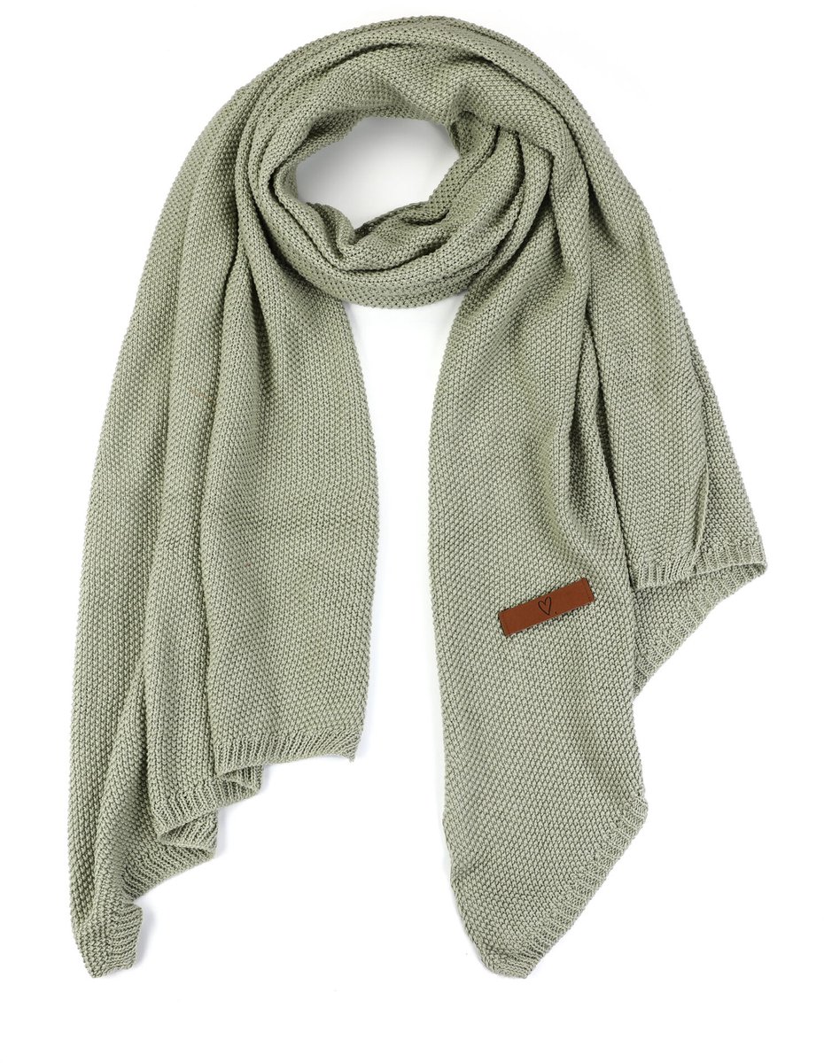 Gebreide Wintersjaal – 100% Katoen (Luxe Basic) - Groen