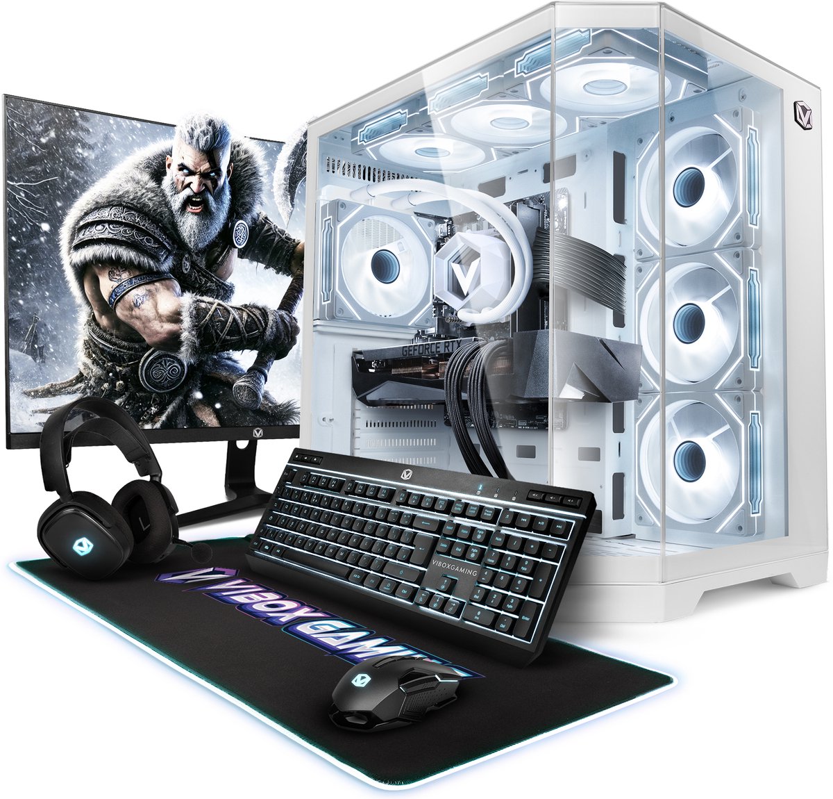 Vibox Gaming PC Set - Intel i9 12900KF - RTX 5070 Ti - 32GB RAM - 1TB NVMe SSD - Windows 11 - WiFi 6 + Bluetooth 5.4 - 27" Monitor + Accessoires