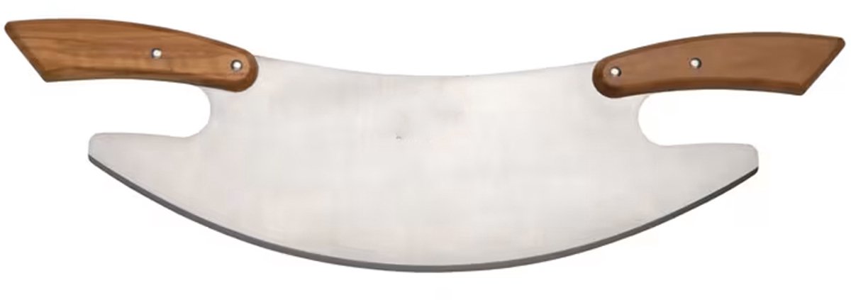 Pizza Rocket - Pizzasnijder - Wiegemes 35 cm - Handgrepen van Olijfhout - Inclusief Houten Cadeaubox