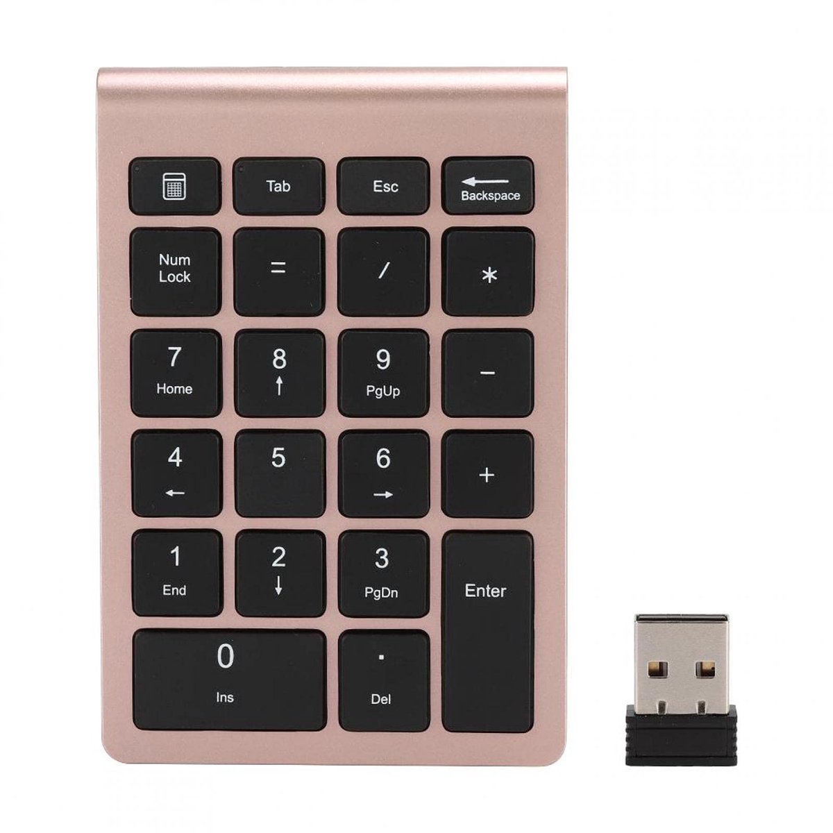 Jhubersproducts - Draadloos Ergonomisch Toetsenbord - Mini Toetsenbord - 2.4G Draadloos - Roségoud - Cijfertoetsen - Geschikt voor Android en Mac OS