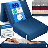 ELONEO Opvouwbaar Matras - 3-Delig Vouwmatras, Extra Dik 15 cm Schuim, Wasbaar en Draagbaar Logeermatras voor Volwassenen, Eenpersoonsbed (Blauw, 75 x 195 x 15 cm)