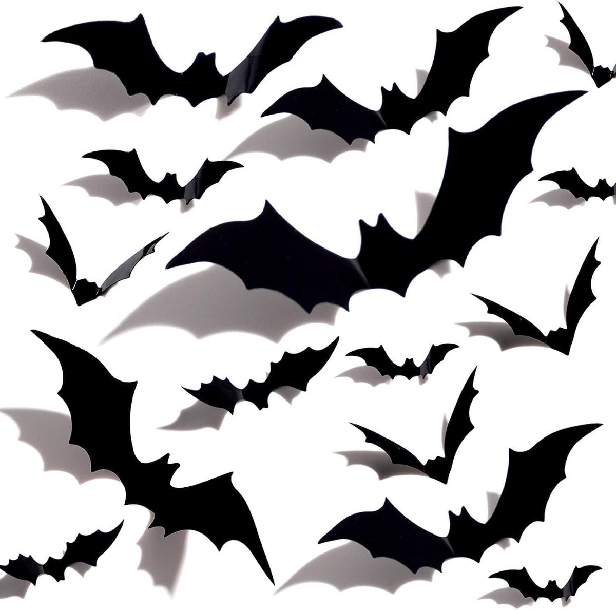 By shayne - 3D Halloween Bats Stickers - Makkelijk aan te brengen - Zwart - Decoratie voor Halloween - Creatieve wanddecoratie - Geschikt voor feestj.