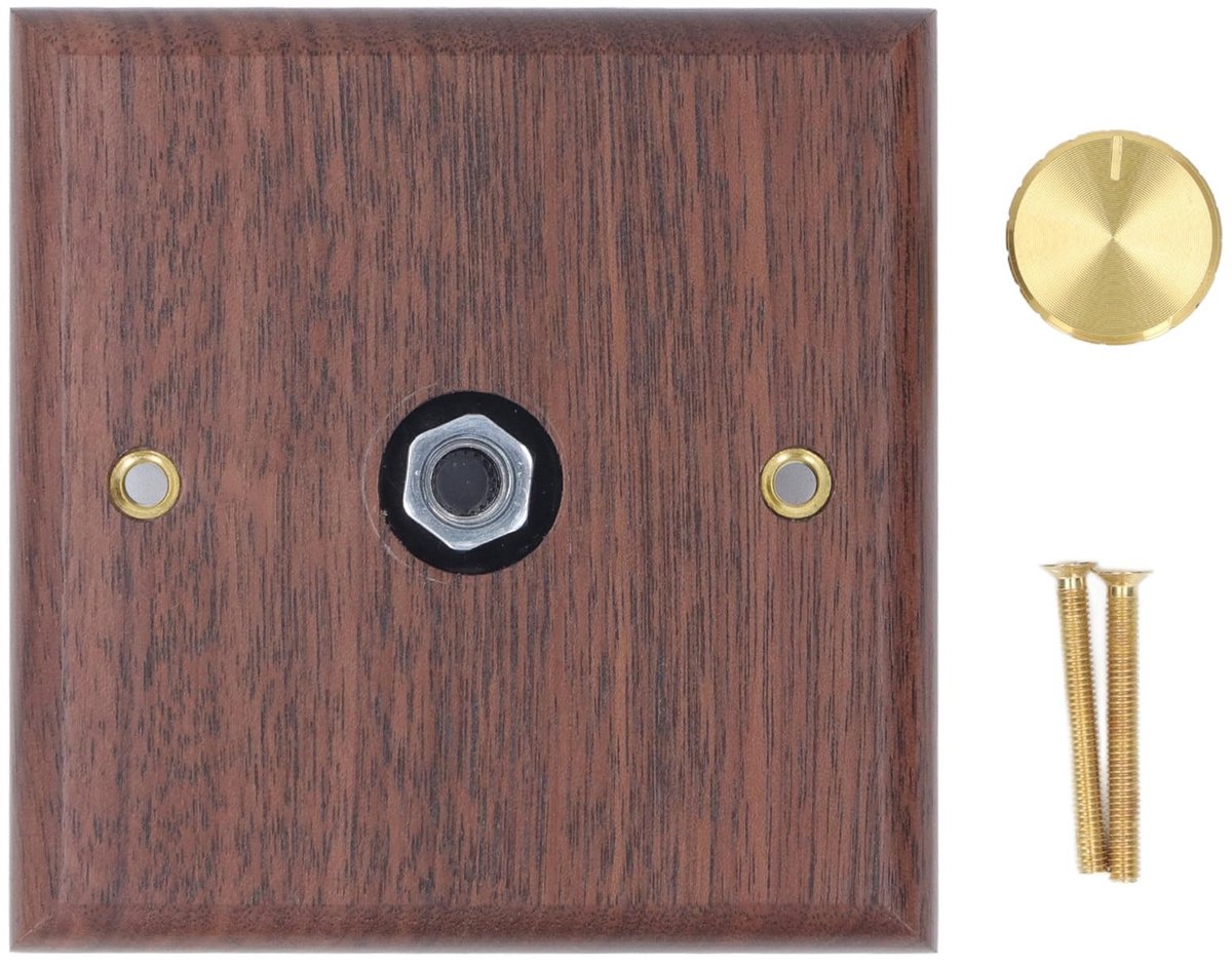 Vlemico - Houten Dimmerschakelaar - Dimmer voor Huisverlichting - Glanzende Afwerking - Koperen Knop - Draaibediening - Duurzaam Zwart Walnoothout ...