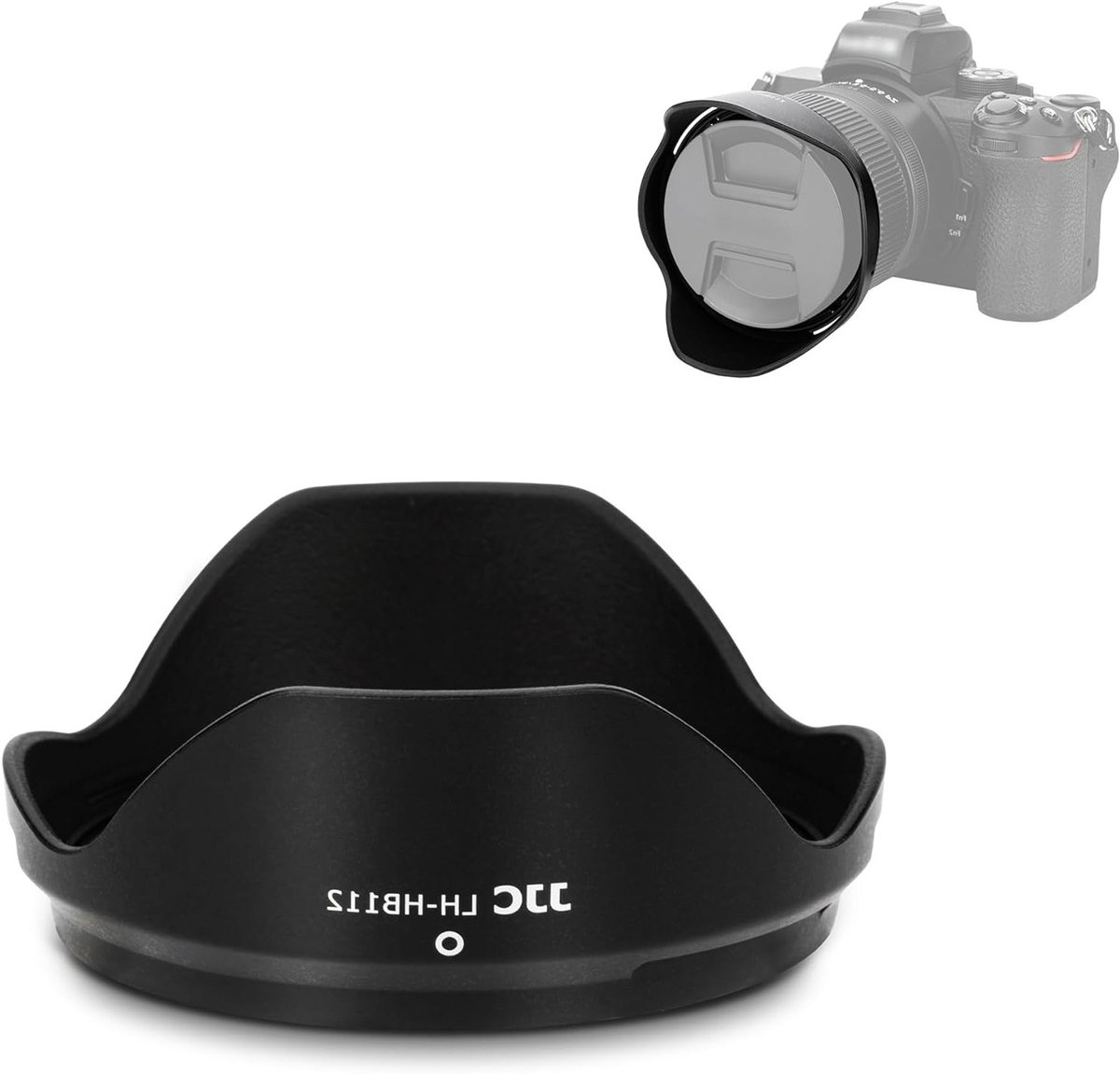 Bayonet zonnekap voor Nikon NIKKOR Z DX 12-28mm f/3.5-5.6 PZ VR lens - vervangt HB-112, omkeerbaar - vermindert reflecties en beschermt de lens tegen beschadigingen en stof