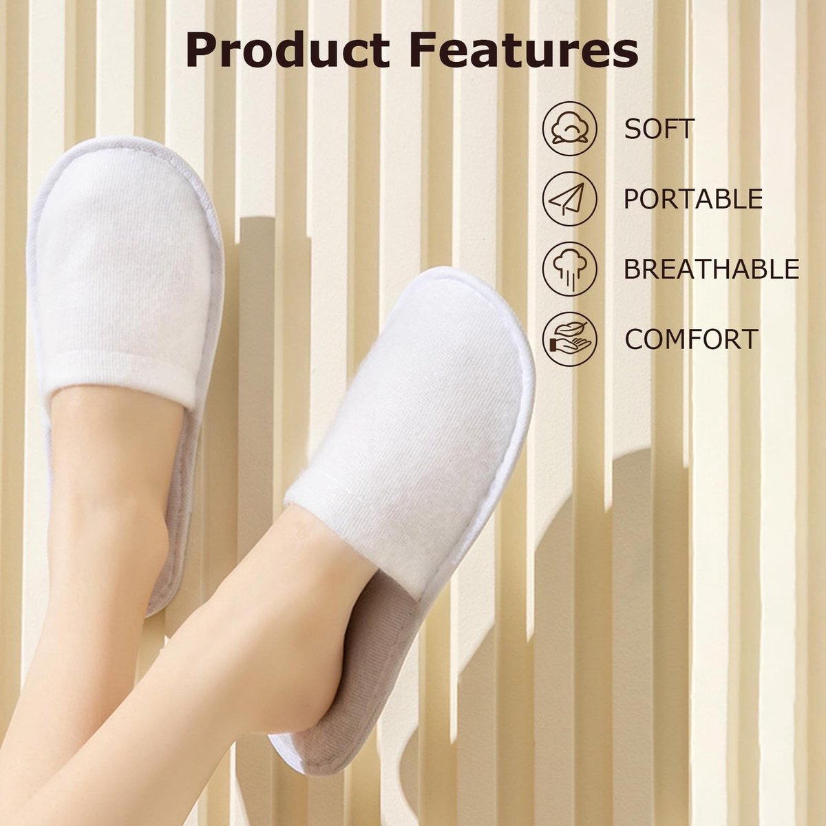 Vlemico - Wegwerpslippers - Antislip - Ideaal voor Hotel en Spa - 50 Paar - Maat 43 EU - Wit - Perfect voor Thuisgebruik - Comfortabel