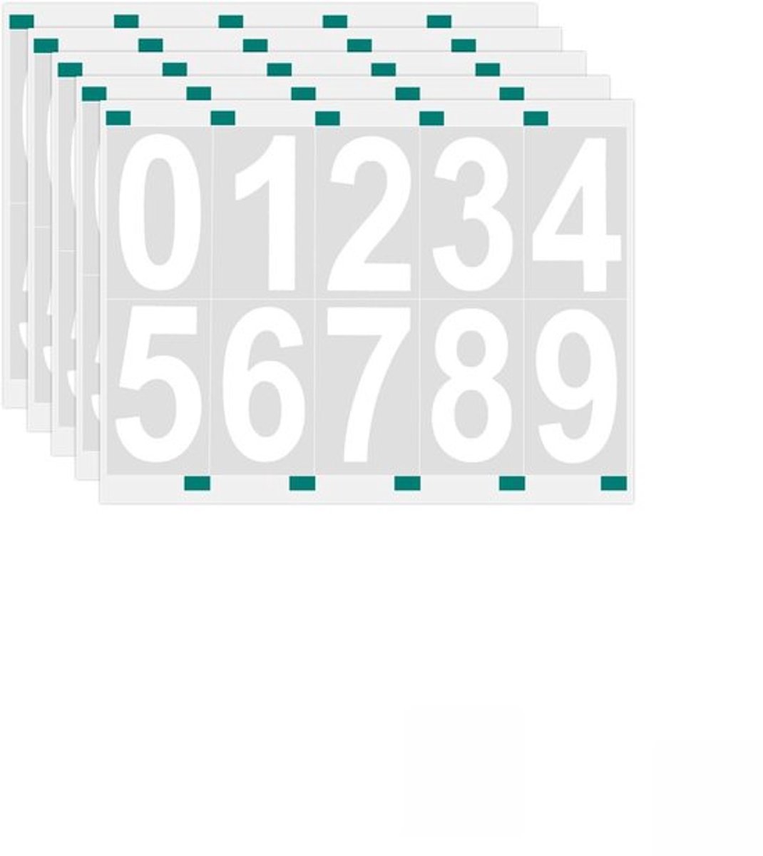 5 Set Huizen Nummer Stickers - 7.5cm Vinyl - Zelfklevend Reflectief en Waterbestendig