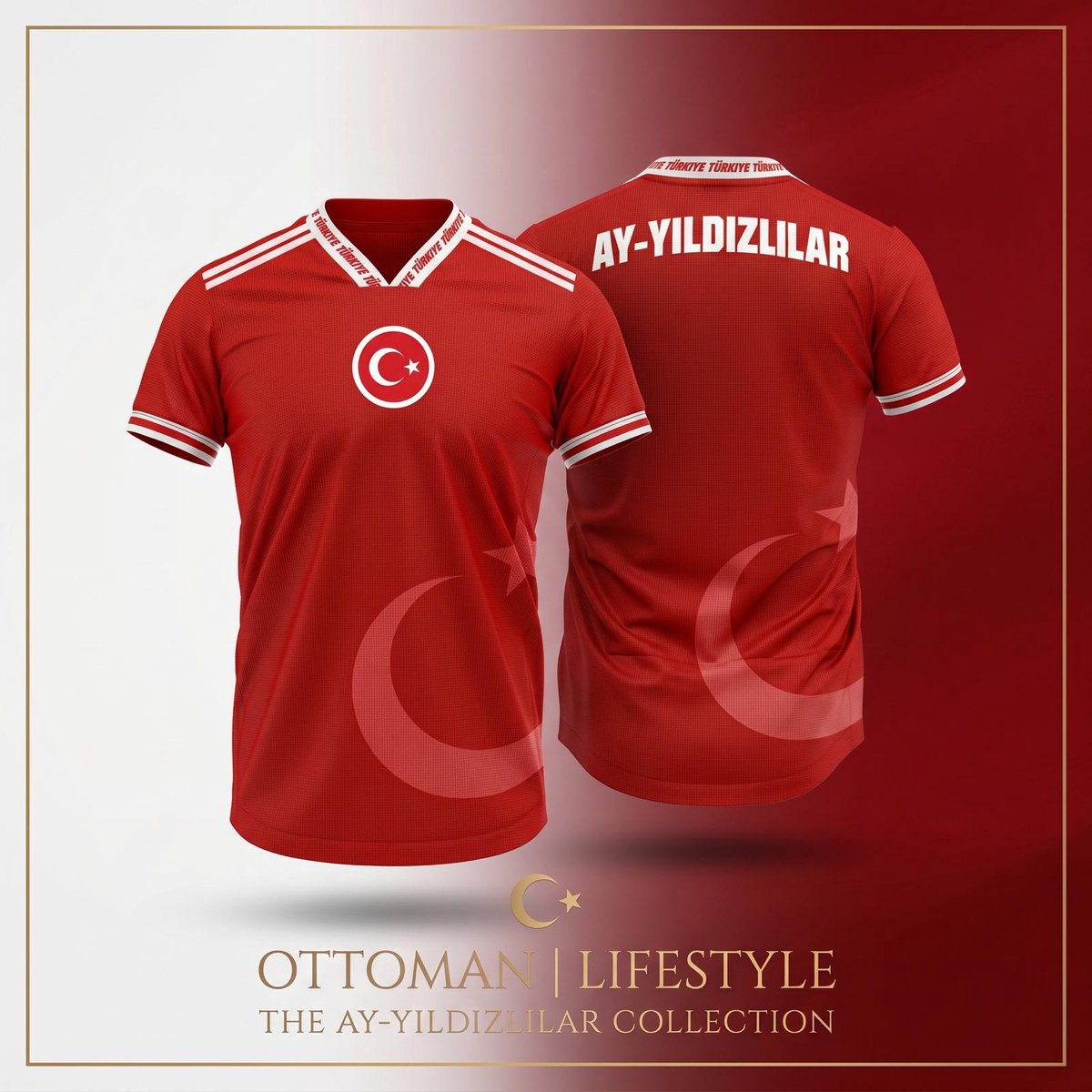Trinewear WK T-Shirt “Halve maan” – Turkey Geïnspireerd– Limited Edition – Rood – Unisex L