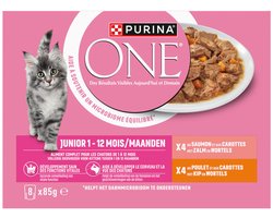 Purina ONE Kattenvoer Nat Junior Kip & Zalm - 8 x 85 gr
