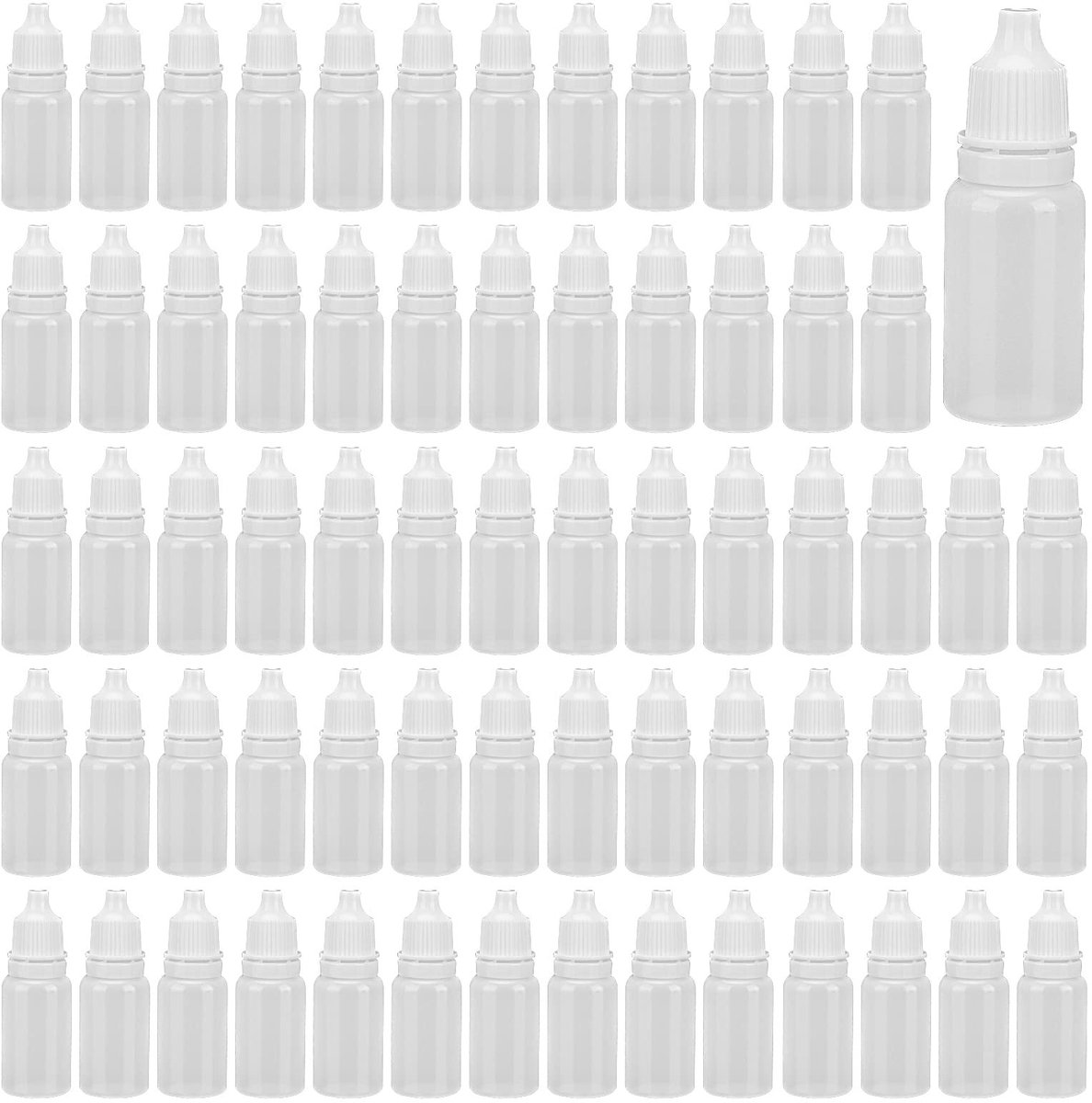 Jhubersproducts - Plastic druppelflesjes - Oogdruppels - 250 stuks - 10 ml - Knijpbare flessen - Etherische oliën - Geschikt voor volwassenen - Wit