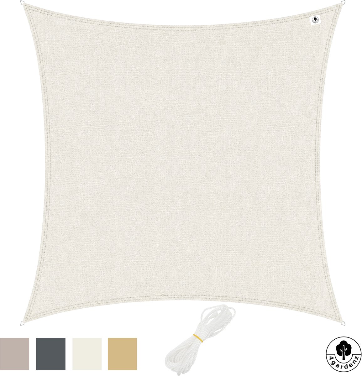 4gardenz Schaduwdoek Waterdoorlatend Vierkant 4x4 mtr - Crème