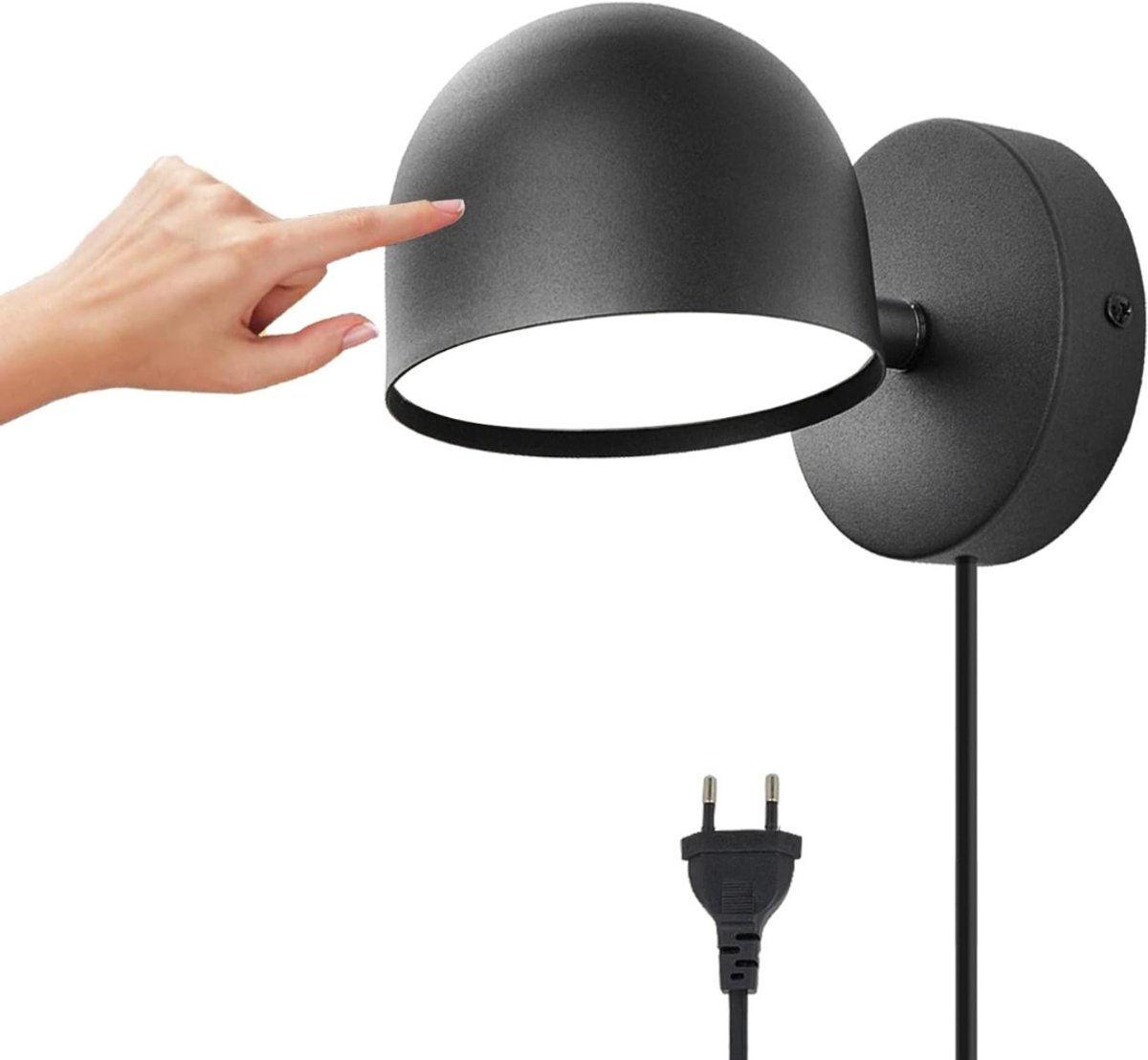 MRKK® Wandlamp Binnen met Snoer - Wandlamp met Stekker voor Binnen - Zwart